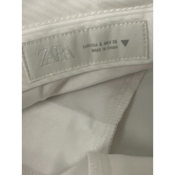 Zara Womens Dress Pants Small S White Pleated High Rise Trousers 8338/512 NWT - Picture 6 of 12